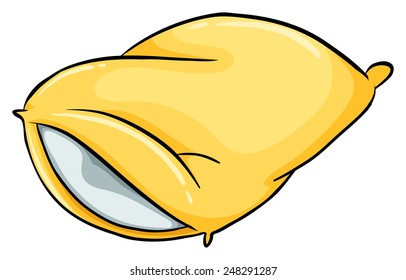 A yellow pillow on a white background