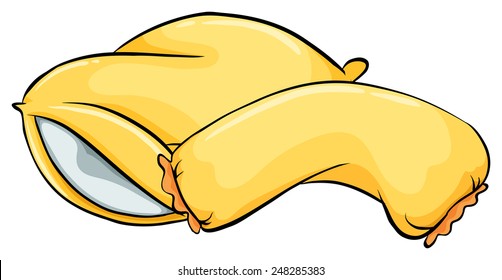 Yellow pillows on a white background