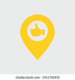 Yellow pin point icon. map location symbol isolated on grey background. vector illustration stock approved icon