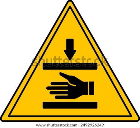 Yellow Pinch Point Sign. Vector Icon. Hand Injury, Hand Crushing. Danger Warning Sign
