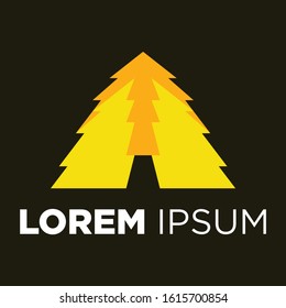 yellow pine tree logo vector design