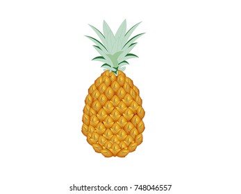 Yellow Pineapple - Cartoon Vector Image