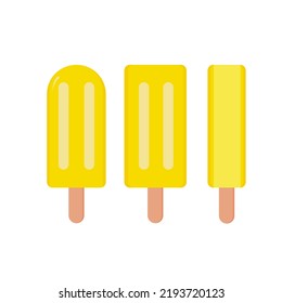 Yellow pineapple flavored ice cream, various sizes, white background