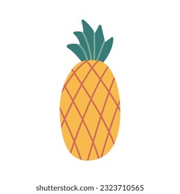 Gelbe Ananas, frische organische Früchte, Vektorgrafik auf weißem Hintergrund