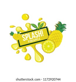 Yellow Pineapple Fruit Fresh Splash Juice Drink Square Label