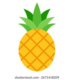 Um ícone de fruta de abacaxi amarelo no fundo branco