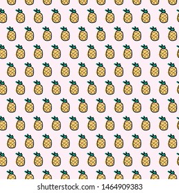 yellow pineapple fruit pattern drawing print bright pastel vector fabric design color summer colorful exotic fruit food vintage stylize decoration concept 