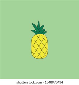 yellow pineapple in green backgound