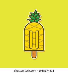 yellow pineapple ice cream vector design
