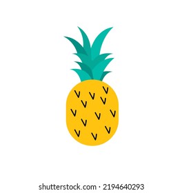 Yellow pineapple icon on white background