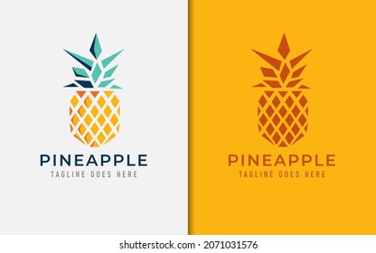 Yellow Pineapple Logo Vector Illustration with Modern Style Concept.