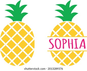 Yellow Pineapple Monogram Design Elements