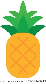 yellow pineapple on white background in flat style vector illustation.