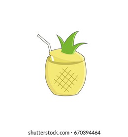 Yellow pineapple on white background