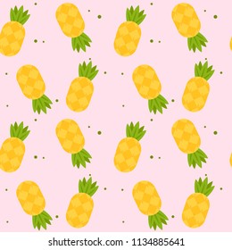 Yellow Pineapple Pink Pattern Background Vector Image

