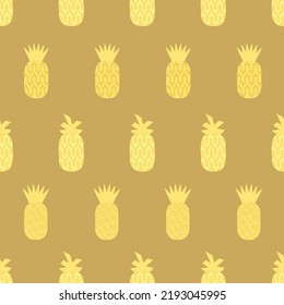 A yellow pineapple seamless pattern, graphic pineapples pastel background
