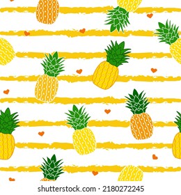 yellow pineapple seamless pattern. tropical fruit background. good for wallpaper, fashion, fabric, etc.