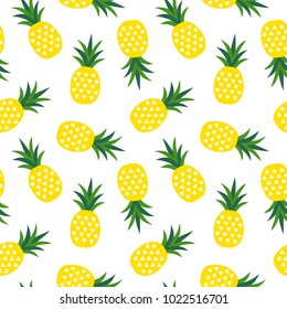 yellow pineapple with triangles geometric fruit summer tropical pattern on a white background seamless vector.