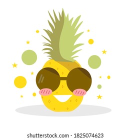 Yellow pineapple vector illustration no glasses