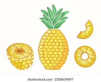 Ilustración vectorial de piña amarilla