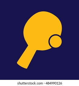 Yellow ping pong icon vector. Blue background
