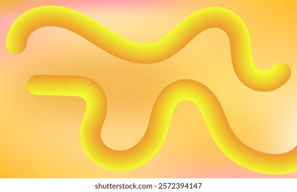 Yellow pink abstract background design of wavy thick lines with yellow and orange color combination.