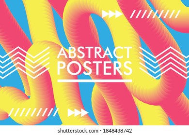yellow and pink abstract poster with memphis banner vector illustration design