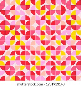 Yellow Pink Abstract Seamless Pattern. Vector Yellow Pink Strawberry Quarters Pattern. Yellow Pink Abstract Pattern.	
