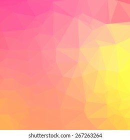 Yellow and pink abstract square geometric background consisting of colored triangles.