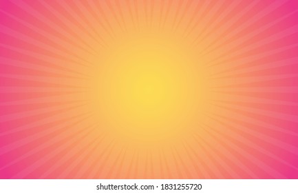 Yellow and Pink abstract sunburst with radial rays.background