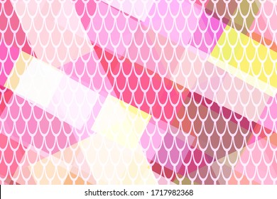 Yellow pink abstract vector background. Fish scale pattern over colorful abstraction. Vibrant mermaid patter in web screen resolution. Mosaic trendy backdrop for kids design or summer party flyer