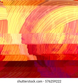 Yellow and pink background with light effects in style glitch- art. Vector illustration.