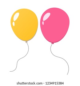 yellow and pink balloon vector icon on white background