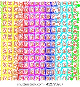 Yellow pink blue and brown dot on white abstract background