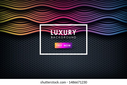 Yellow, pink and blue gradient dynamic wave background. Luxury colorful mesh abstract overlap layer. 