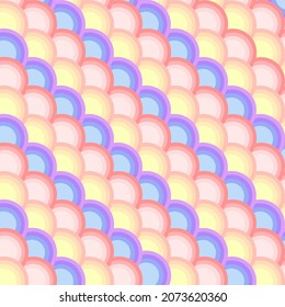 Yellow, pink, blue and purple scale fish background.
