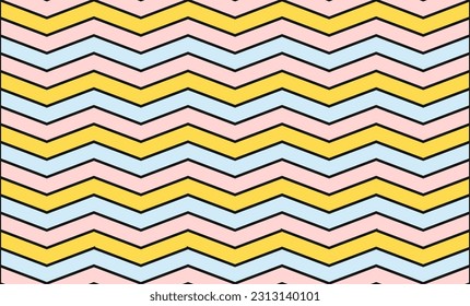 diseño transparente amarillo rosa y azul con rayas zigzag repiten el diseño de imagen completa para impresión de tela