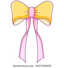 Yellow Pink Bow Illustration for Gift