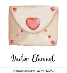 Yellow and pink envelope with red heart. Love letter for Valentines day.