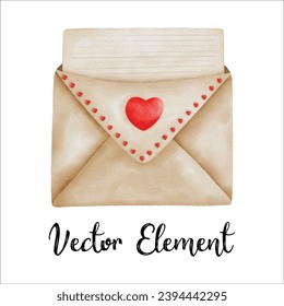 Gelber und rosafarbener Umschlag mit rotem Herzen. Liebesbrief für den Valentinstag.