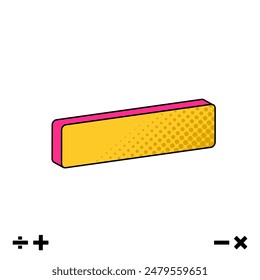 Yellow and Pink Equal Halftone Icons, Isometric Mathmatic graphic elements in Flat style, Positive mood isolate vector for education(Editable)