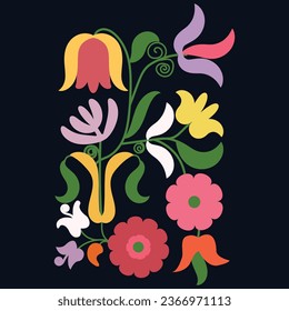 Yellow and pink flower from suzani rug-home interior element. Cute flowers.Uzbekistan