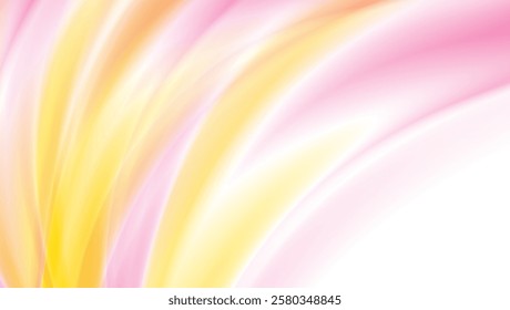 Yellow and pink flowing blurred waves abstract background. Vector design