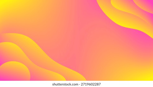 Yellow Pink Fluid gradient Mesh on Copy Space background Abstract liquid shape