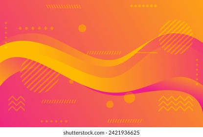 yellow pink gradient background, waves of abstract geometric shapes