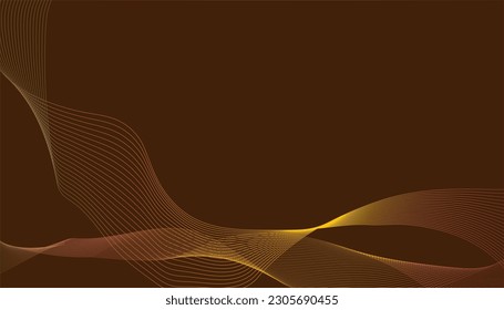 Líneas onduladas de gradiente amarillo y rosa haciendo un elemento en fondo marrón, ilustración vectorial de sitios web, presentaciones, afiches, banners, volantes, fondos   