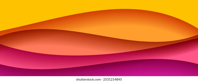 yellow and pink gradient layered wave paper background