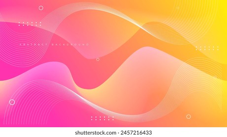 yellow pink gradient wave abstract background with wavy lines