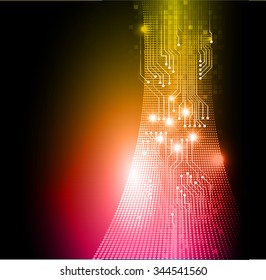 yellow pink Light Abstract Technology background for computer graphic website internet and business. circuit. illustration. digital. infographics. binary code background. www.vector.Spark.zero one