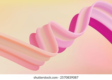Yellow And Pink Liquid Waveform Swirl Background. Liquid Lines Flow Vector Illustration.